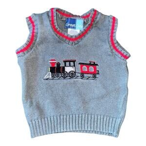 Great Guy Boys size 24 Months Gray Red Sweater Vest embroidered Locomotive Train